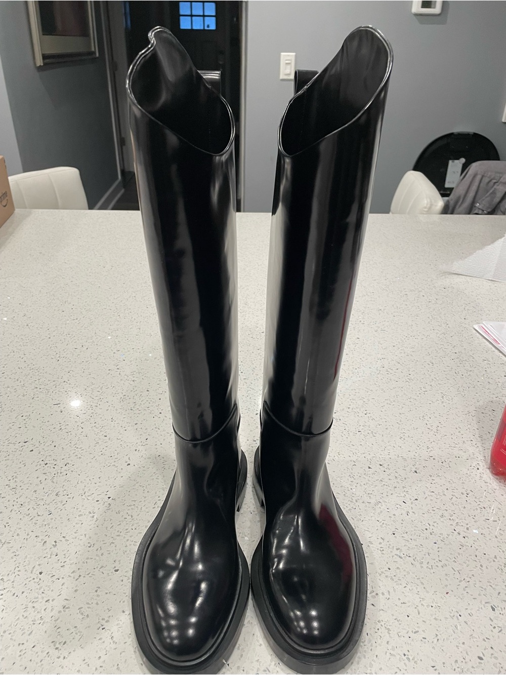 Jil Sander Glossy Black Over-the-Knee Boots